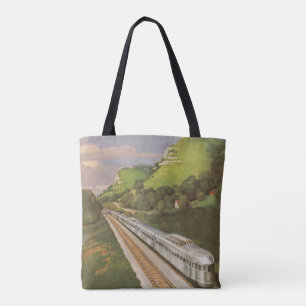 Vintage Train Vacation, Locomotive in Country Tote Bag