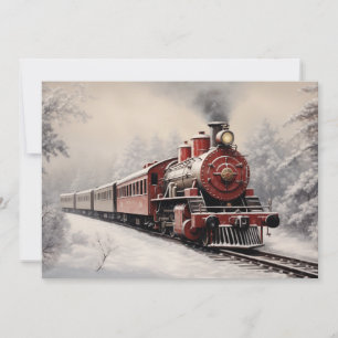 Vintage Train Winter Scene Christmas Holiday