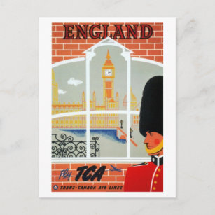 Vintage Trans-Canada Air Lines England Travel Postcard