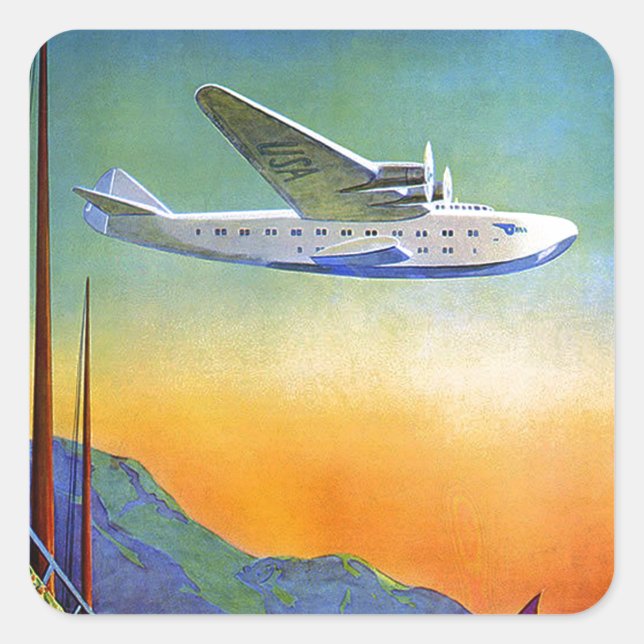 Vintage Transpacific Far East Air Travel Sticker (Front)