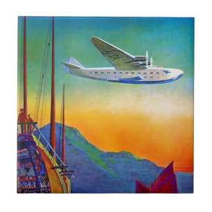 Vintage Transpacific Travel Ceramic Tile