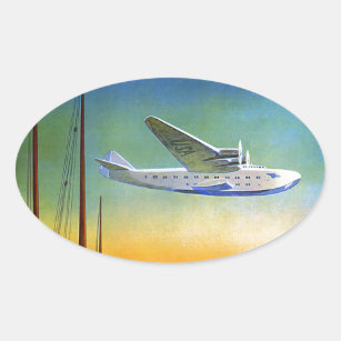 Vintage Transpacific Travel Oval Sticker