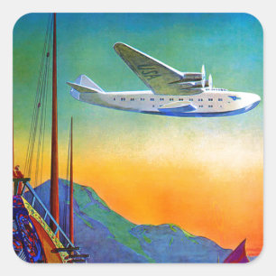 Vintage Transpacific Travel Square Sticker