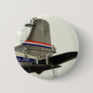 Vintage Transportation, Airplane Maintenance 2 Inch Round Button