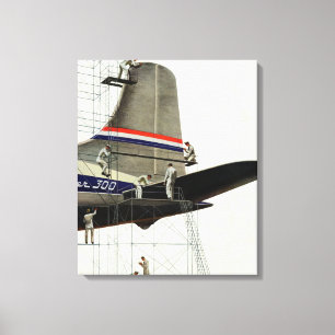 Vintage Transportation, Airplane Maintenance Canvas Print