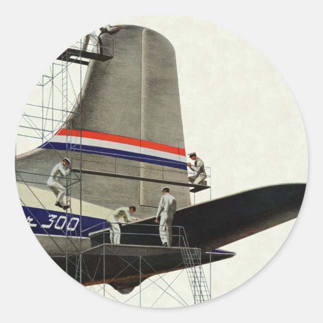 Vintage Transportation, Airplane Maintenance Classic Round Sticker (Front)