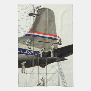 Vintage Transportation, Airplane Maintenance Kitchen Towel