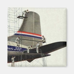 Vintage Transportation, Airplane Maintenance Magnet