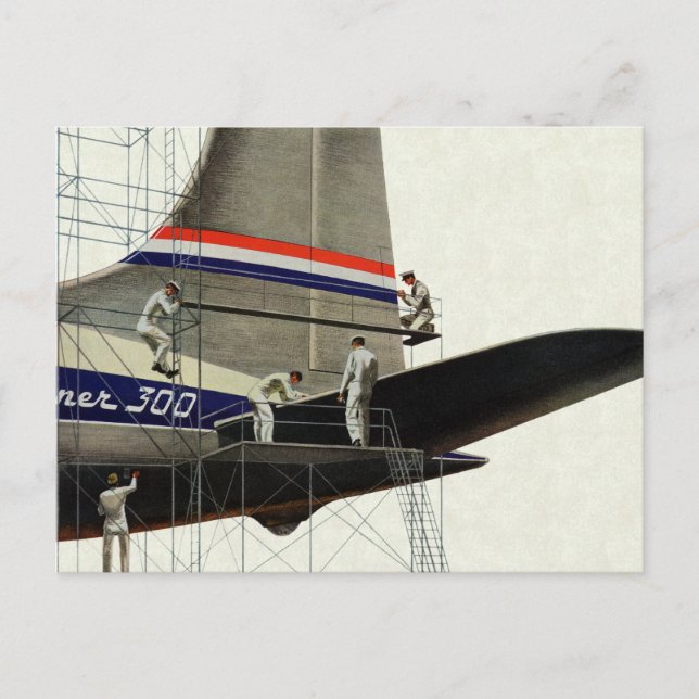 Vintage Transportation, Airplane Maintenance Postcard (Front)