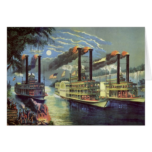Vintage Transportation and Travel Ships Steamboats (Front Horizontal)