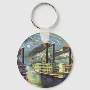 Vintage Transportation and Travel Ships Steamboats Keychain