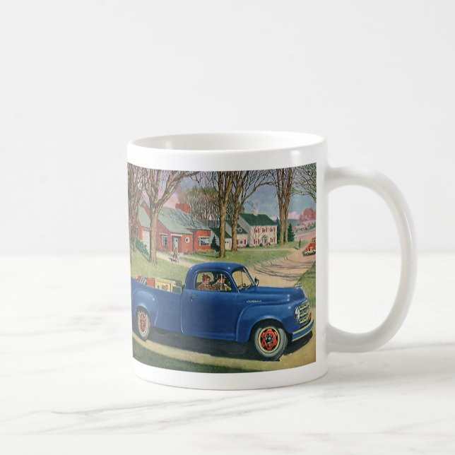 Vintage Transportation, Classic Blue Truck Coffee Mug (Right)