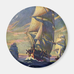 Vintage Transportation, Clipper Ships at Sea Magnet