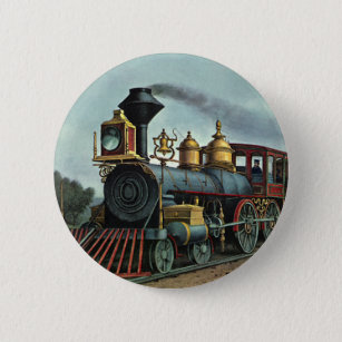 Vintage Transportation, Coal Train Locomotive 2 Inch Round Button