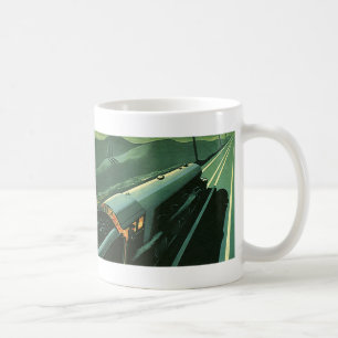 Vintage Transportation, Green Speeding Train Coffee Mug
