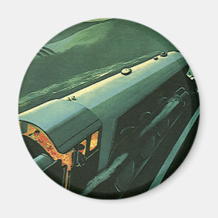 Vintage Transportation, Green Speeding Train Magnet