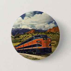 Vintage Transportation in American West, Train 158 2 Inch Round Button