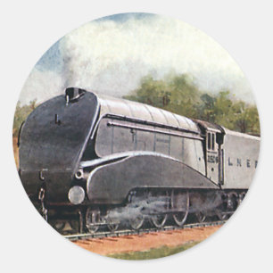 Vintage Transportation, Modern Silver Bullet Train Classic Round Sticker