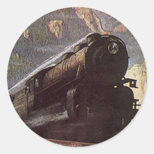 Vintage Transportation, Mountain Train Travel Classic Round Sticker