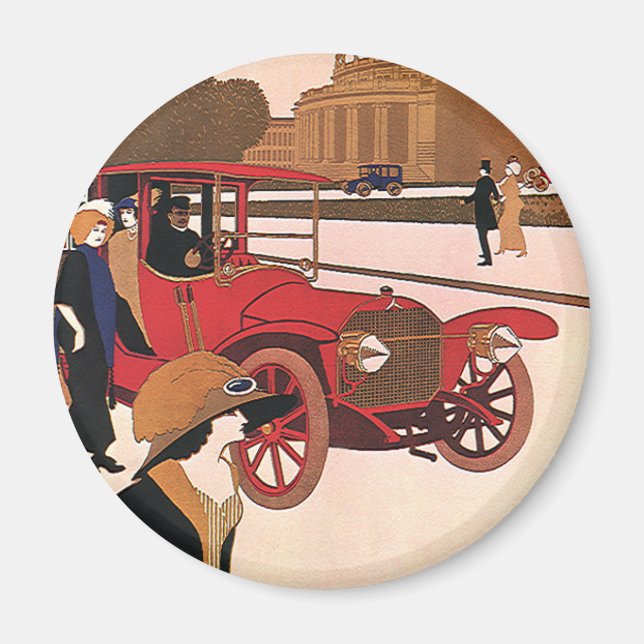Vintage Transportation, Red Antique Automobile Magnet (Front)