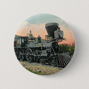 Vintage Transportation, Western Antique Coal Train 2 Inch Round Button