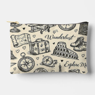 Vintage Travel Adventures Seamless Pattern Accessory Pouch