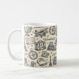 Vintage Travel Adventures Seamless Pattern Coffee Mug