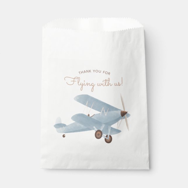 Vintage Travel Airplane Birthday Party Favour Bag (Front)