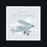 Vintage Travel Airplane Birthday Party Napkin<br><div class="desc">Add a finishing touch to your little one's birthday party with these personalized napkins,  featuring a vintage biplane,  perfect for a travel-themed event.</div>