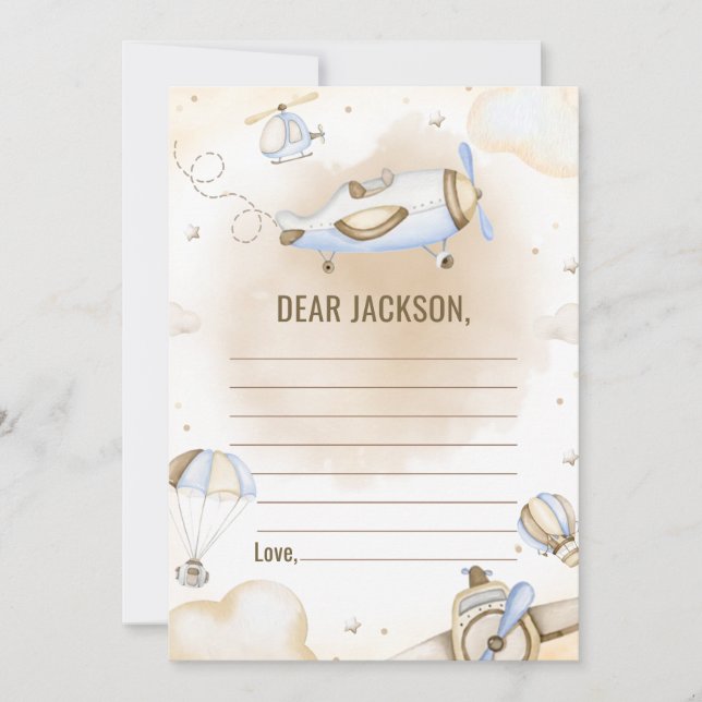 Vintage Travel Airplane Time Capsule Note Card  (Front)