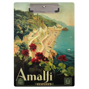 Vintage Travel, Amalfi Italian Coast Beach Clipboard