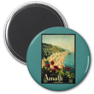 Vintage Travel, Amalfi Italian Coast Beach Magnet