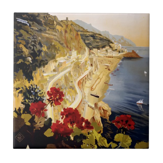 Vintage Travel Amalfi Italy Tile (Front)