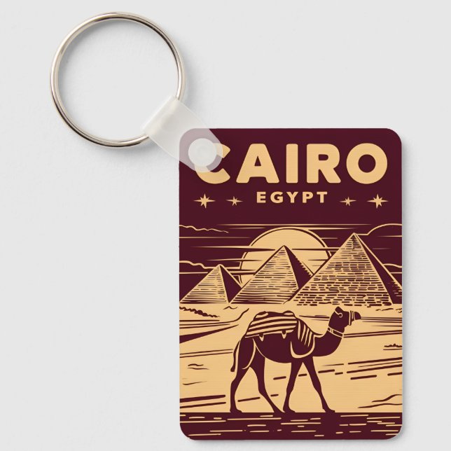 Vintage Travel Ancient Egypt Pyramid Retro Graphic Keychain (Front)
