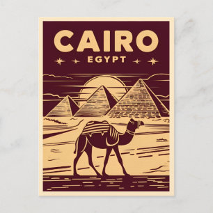 Vintage Travel Ancient Egypt Pyramid Retro Graphic Postcard
