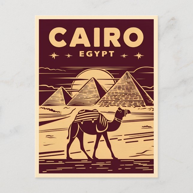 Vintage Travel Ancient Egypt Pyramid Retro Graphic Postcard (Front)