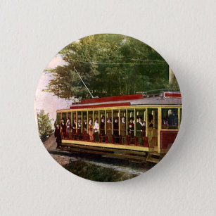 Vintage Travel and Transportation Electric Trolley 2 Inch Round Button