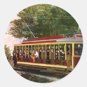 Vintage Travel and Transportation Electric Trolley Classic Round Sticker
