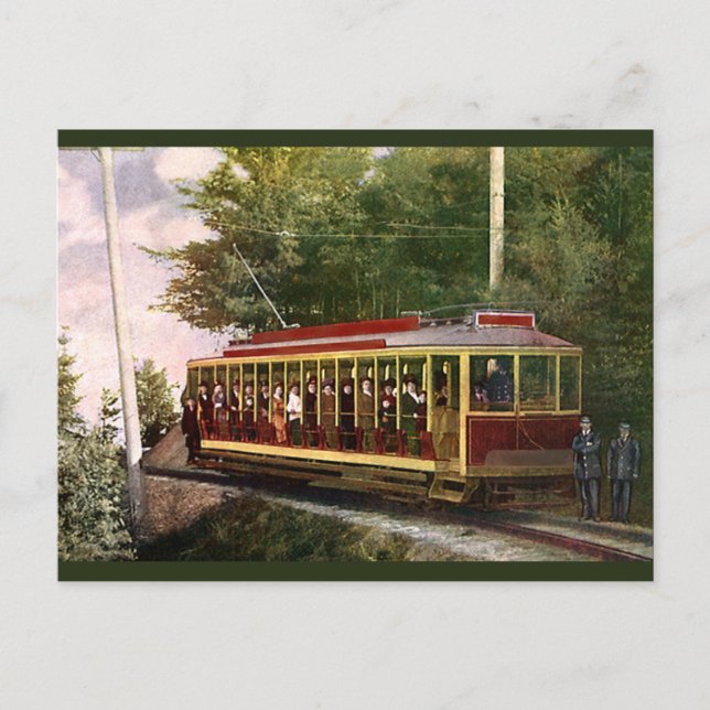 Vintage Travel and Transportation Electric Trolley Postcard (Front)