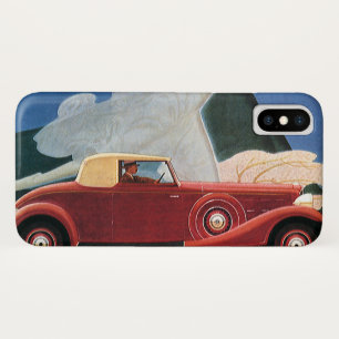 Vintage Travel, Antique Red Car with Cloud Woman Case-Mate iPhone Case