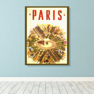Vintage Travel, Arc de Triomphe Paris France Canvas Print