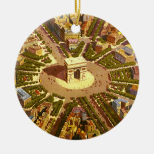 Vintage Travel, Arc de Triomphe Paris France Ceramic Ornament