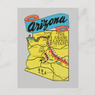 Vintage Travel Arizona AZ State Label Postcard