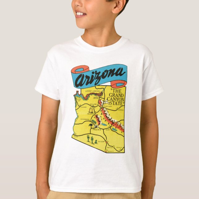 Vintage Travel Arizona AZ State Label T-Shirt (Front)