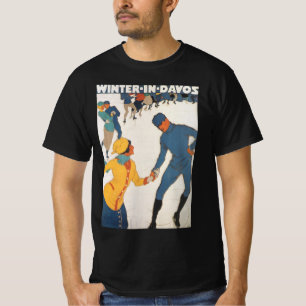 Vintage Travel, Art Deco, Winter Davos Switzerland T-Shirt