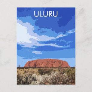 Vintage Travel Art Uluru Australia Postcard