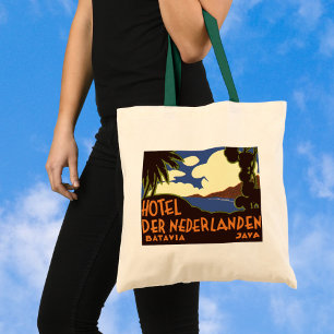 Vintage Travel Asia, Jakarta Indonesia Tote Bag