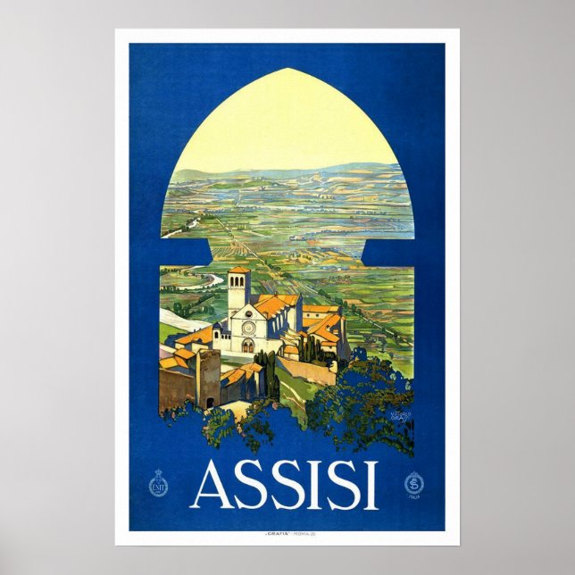 Vintage travel,Assisi Poster (Front)
