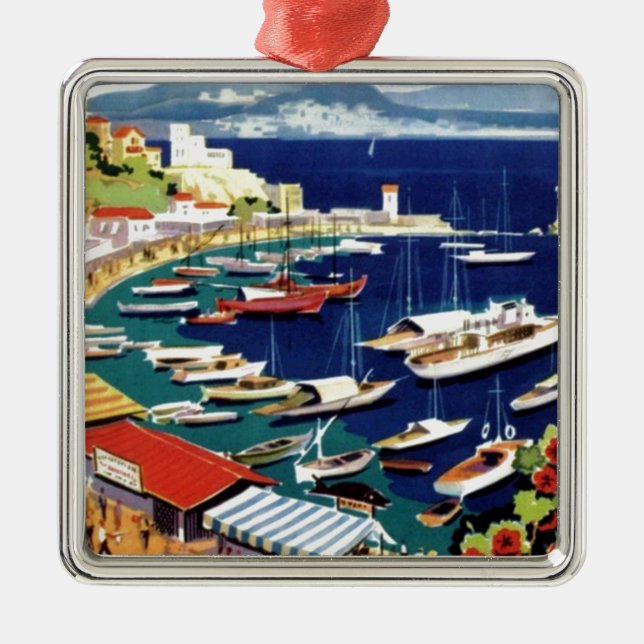 Vintage Travel Athens Greece Metal Ornament (Front)