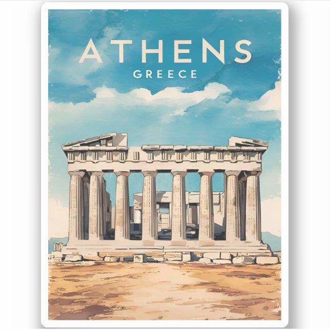 Vintage Travel Athens Greece Parthenon Retro (Front)